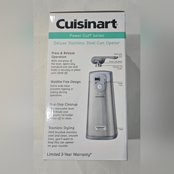 Cuisinart SCO-60 Deluxe Stainless Steel Electric Can Opener. One Touch Operation - Picture 3 of 6